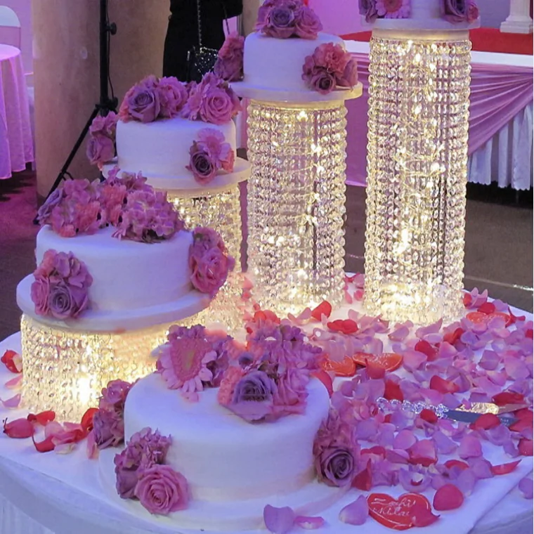 Wedding Cake Table Decor Centerpieces Crystal Decorating Beaded Mirror Crystal Cake Cupcake Dessert Stand Wedding Centerpiece