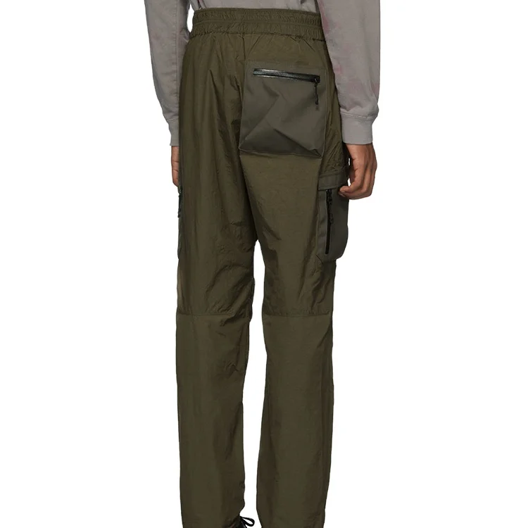 
mens fashion drawstring army green nylon taffeta cargo pants 
