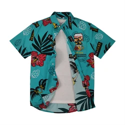 Casual custom digital print cotton button up short sleeve summer hawaiian shirt for men