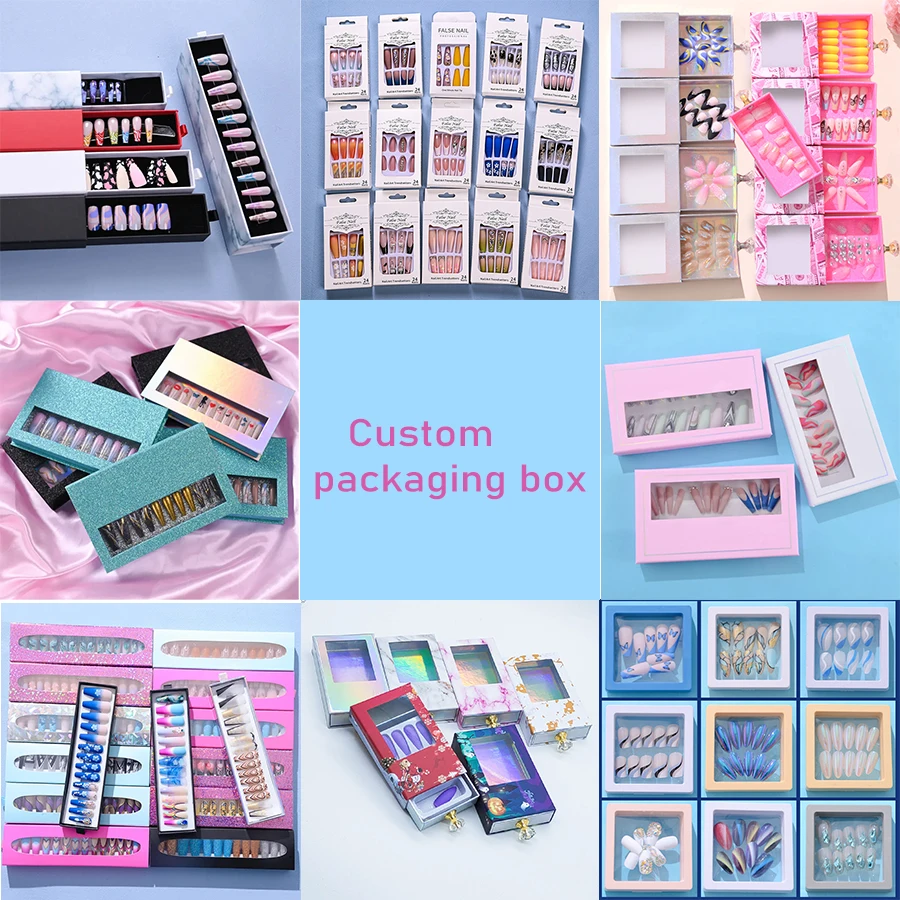 DIY nail salon 24 Pcs false nails full tips medium length finger nail