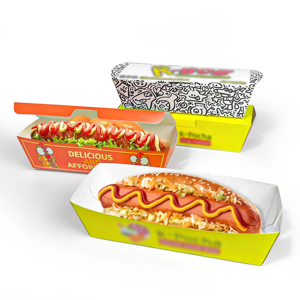 Custom Korean hot dog to go disposable packaging sandwich paper hot dog lunch box