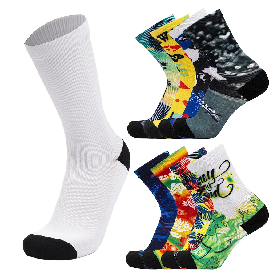 OEM logo custom colorful running men athletic thick compression sports socks for man