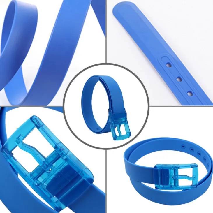 Unisex Colorful Plastic Buckle Silicone Waist Belt