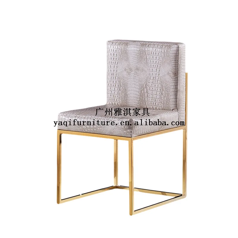 Hot sale brass metal leisure stainless steel chair with customizable leather cushion for dining