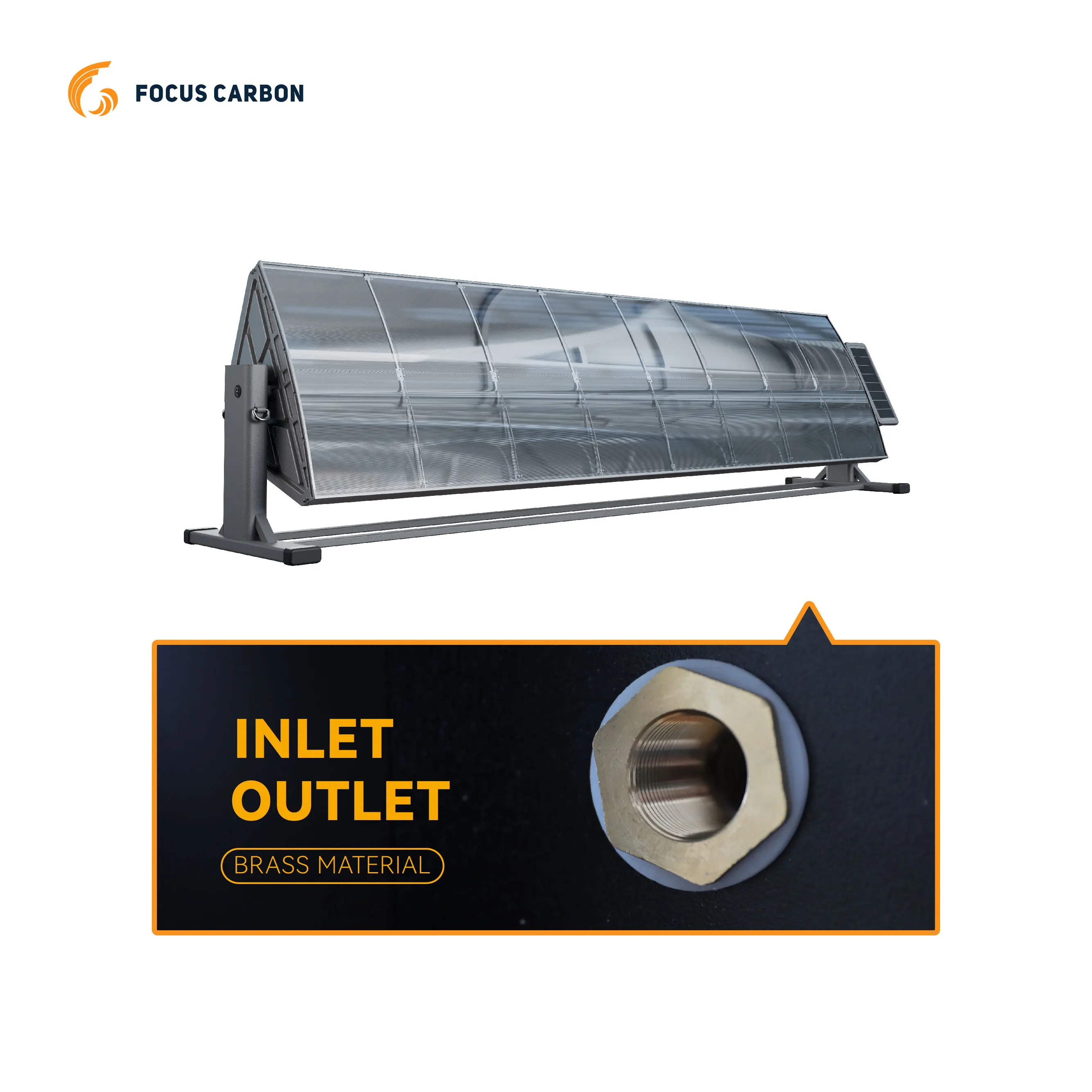 Focus Carbon Solar heater for parabolic trough condenser Solar Thermal Concentrator