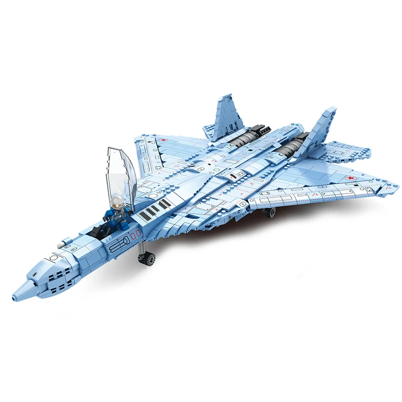 Juhang 88016 Новый военный серии строительные блоки игрушки истребитель набор SU-57 тяжелый для