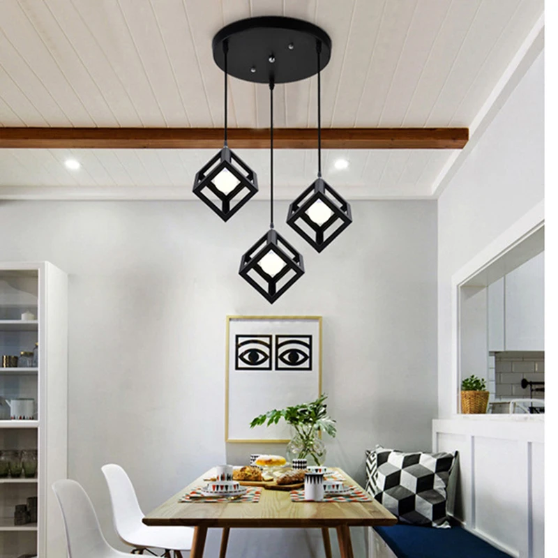 E27 Led Vintage Cage Pendant Lights Indoor Lighting Retro Light Fixture Pendant Lamps For Living Room Decor For Kitchen Lamp