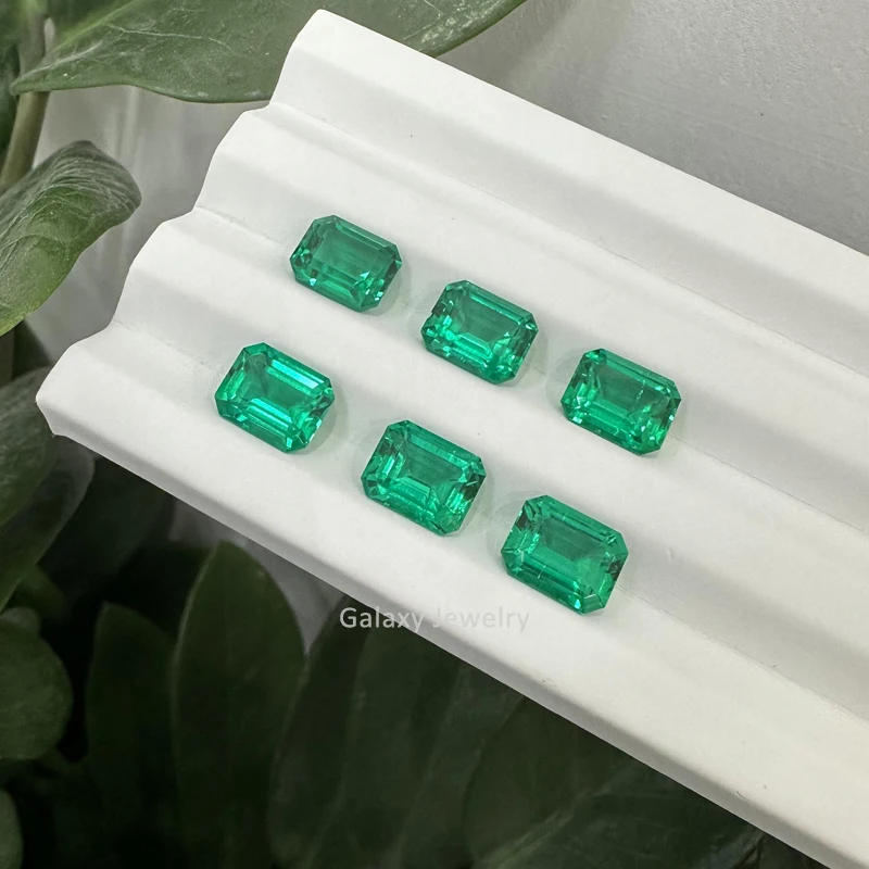 Wholesale Price Synthetic Colombian Emerald Certified Inclusion Loose Emerald Cut Hydrothermal Lab Grown Emerald