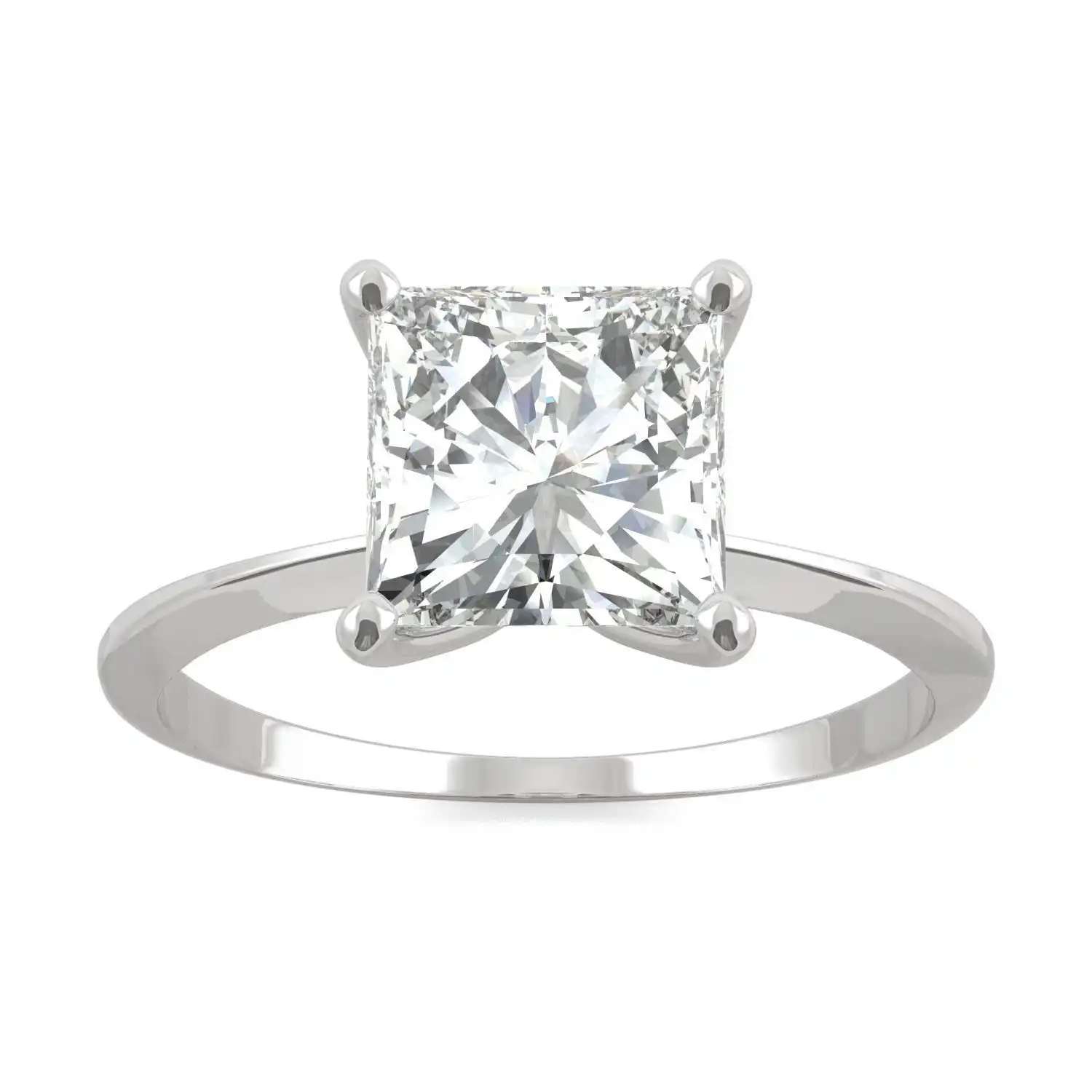 MEDBOO Fine Jewellery AU 585 14k White Gold 2ct Square Solitaire Princess Cut Shape Moissanite Wedding Engagement Jewelry Ring