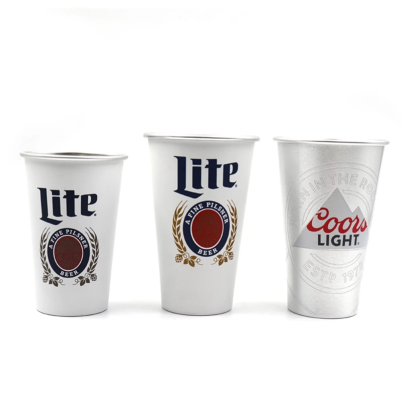 Beer Drinking Cups Mug BPA Free Unbreakable Insulated Reusable Custom Logo Colorful Aluminum Coffee Cup Metal CLASSIC Party