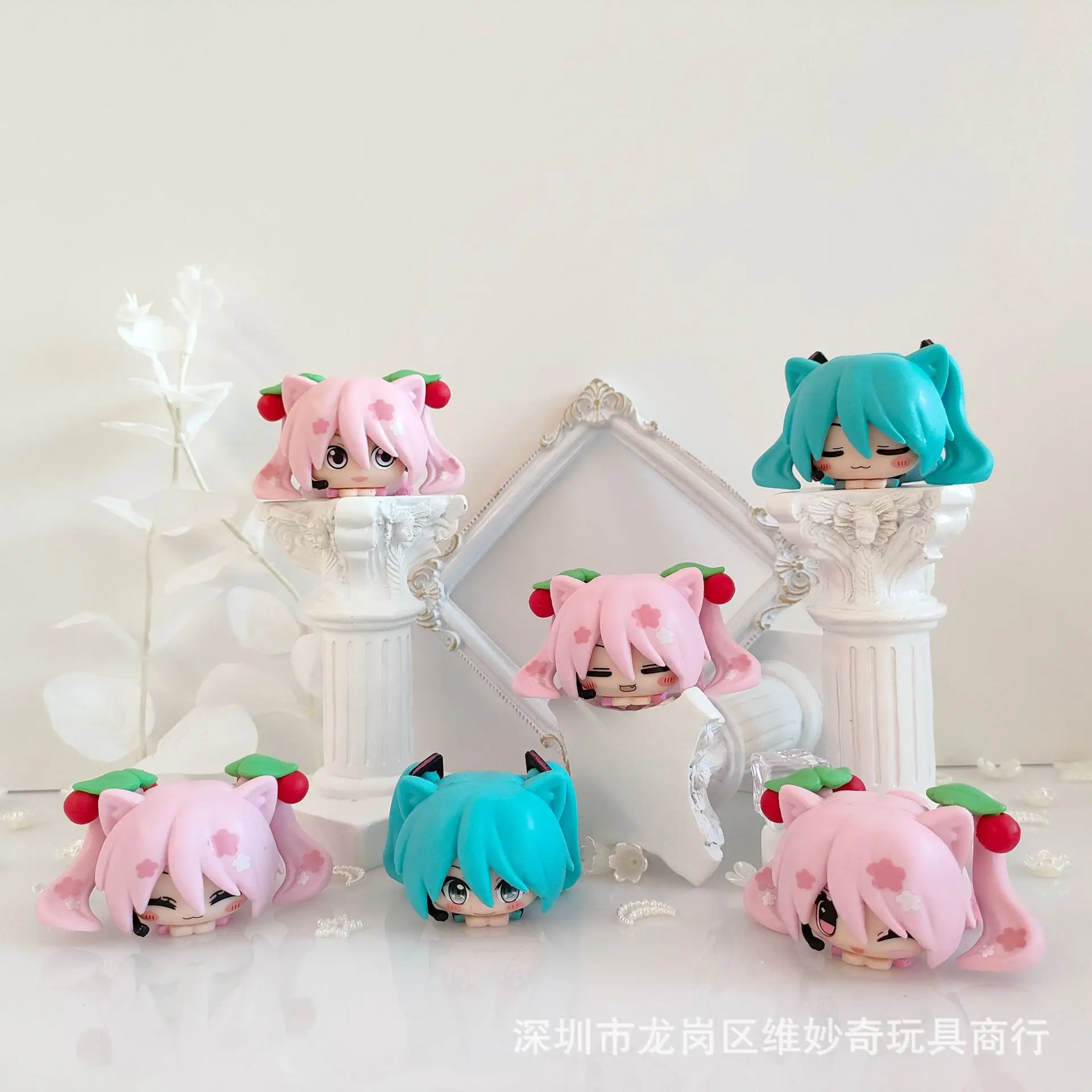 Anime 6 PCS/1Set Mini Virtual Singer Figure Kawaii Girl Doll PVC Collectible Model Toy Gift