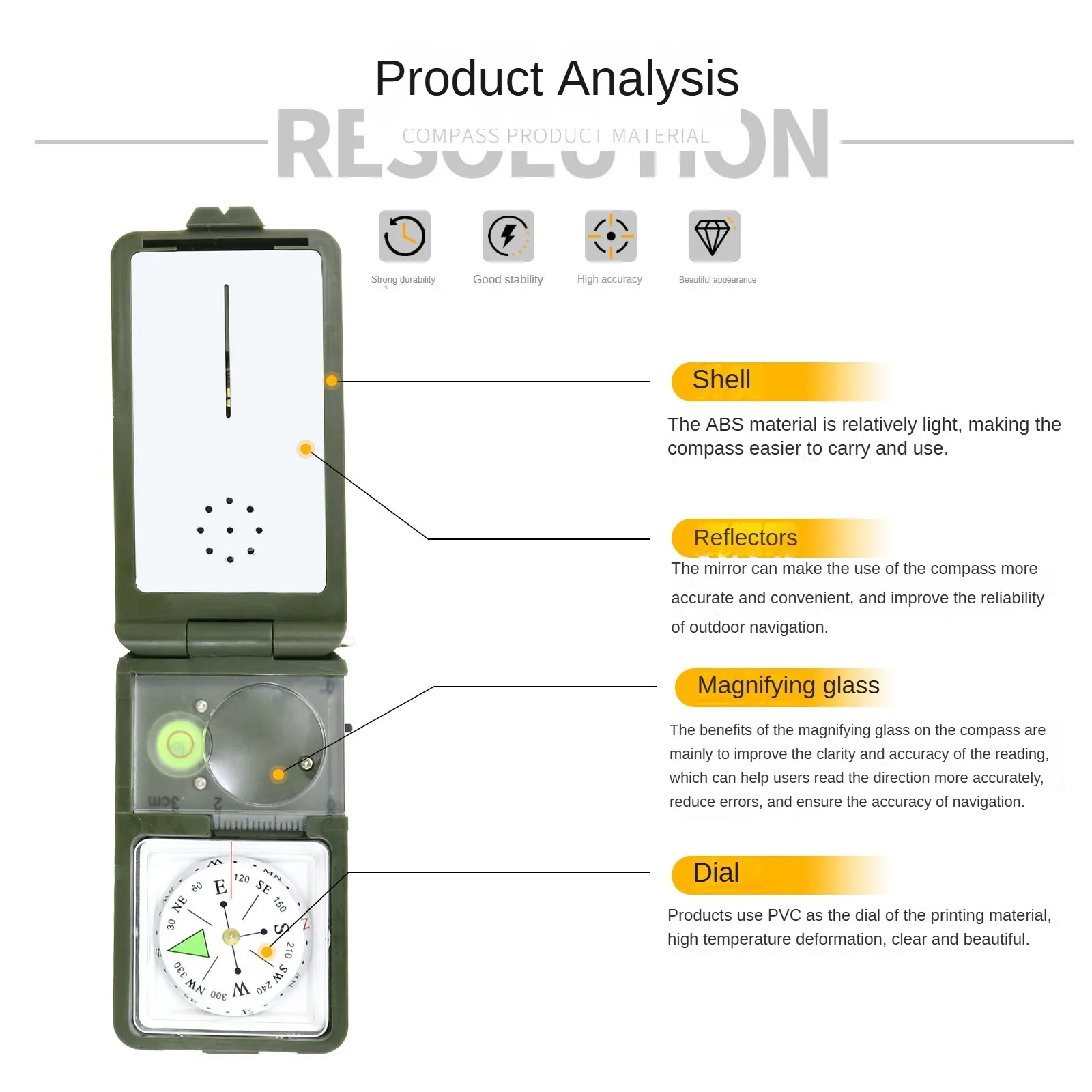 High Quality 10 in 1 ABS Multifunction Waterproof Outdoor Survival Camping Hiking Luminous Compass Tool Kit