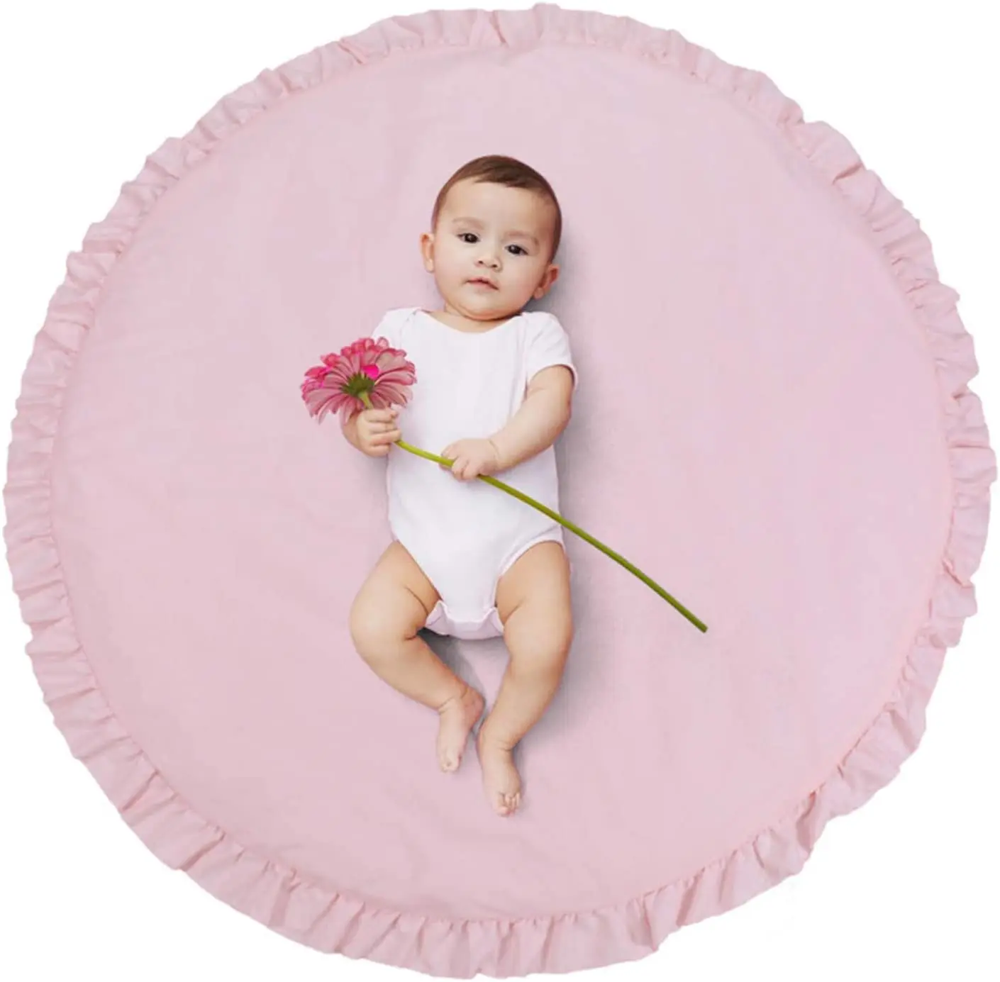 Baby Cotton Play Mat Soft Crawling Mat Pink Detachable Washable Game Blanket Floor Playmats Kids Infant Child Activity Round