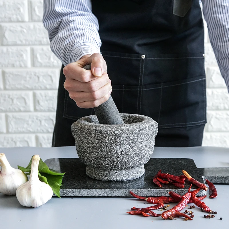 14*9 Garlic Rammer Household Grinder Kitchen Rammer Garlic Pot Grinding Medicine Coffee Stone Mortar