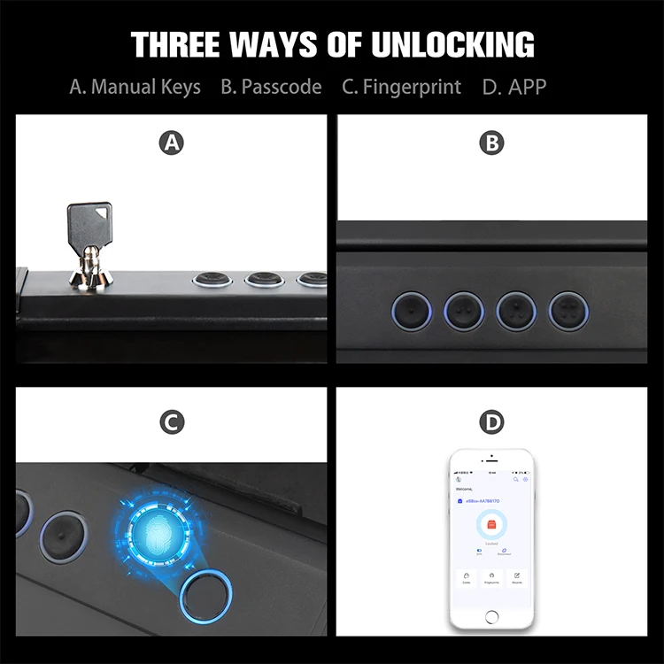 High Quality Portable Safe Box Security Case Fingerprint