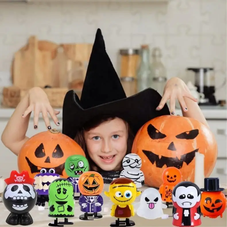 Funny Cute Jumping Clockwork Wind-up Plastic Dolls Kids Halloween Gifts Toys