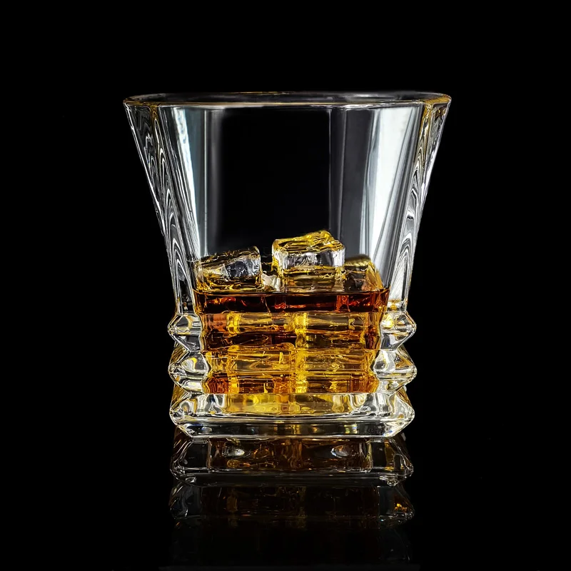 hiqh quality crystal reusable glass coffee cup ribbed glass cups vodka rum agave drinking cup glass