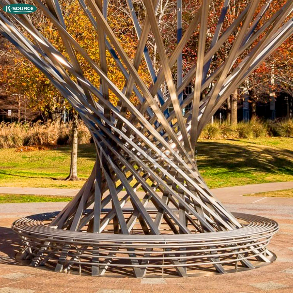 Outdoor modern art Deco metal 304 stainless steel tree garden abstract sculpture