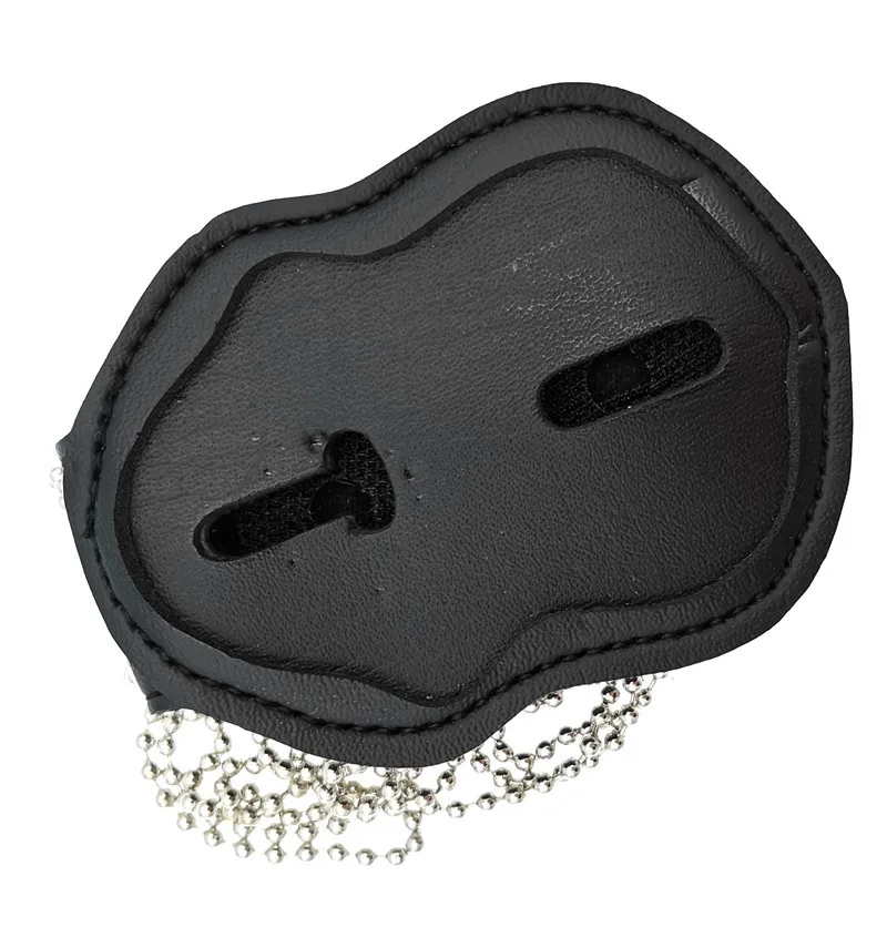 US Detective Badge Leather Holder Belt Clip Leather Necklace Ball Chain Police Badge Holder Cosplay Badge Leather Black