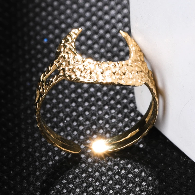  2021 new adjustable rings texture 18k gold plated stainless steel unique