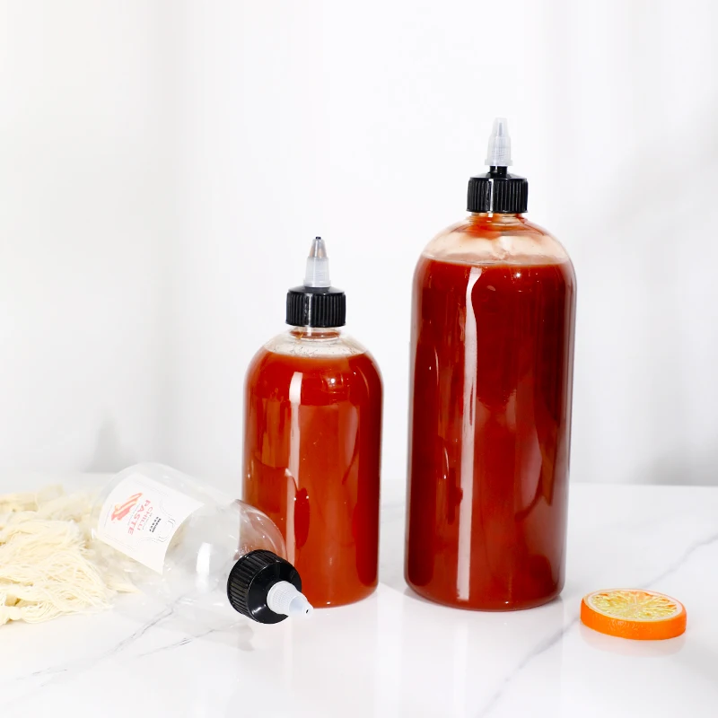 Plastic Squeeze Condiment Bottles 380ml Ketchup And BBQ Plastic Tomato Sauce Dispensers Bottle With Twist On Lid
