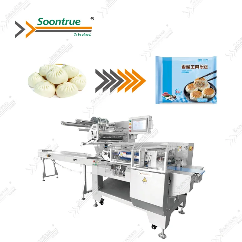 automatic high quality 6 buns packaging machine horizontal-flow packing 600mm