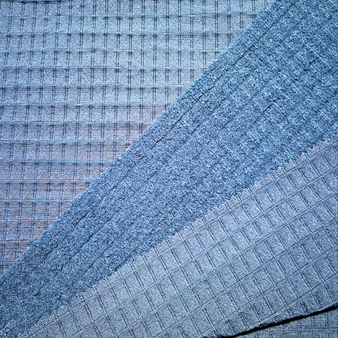 wholesales high quality 90% polyester 10% Spandex 4 way elastane  dobby hole brushed outdoor fabric 260gsm