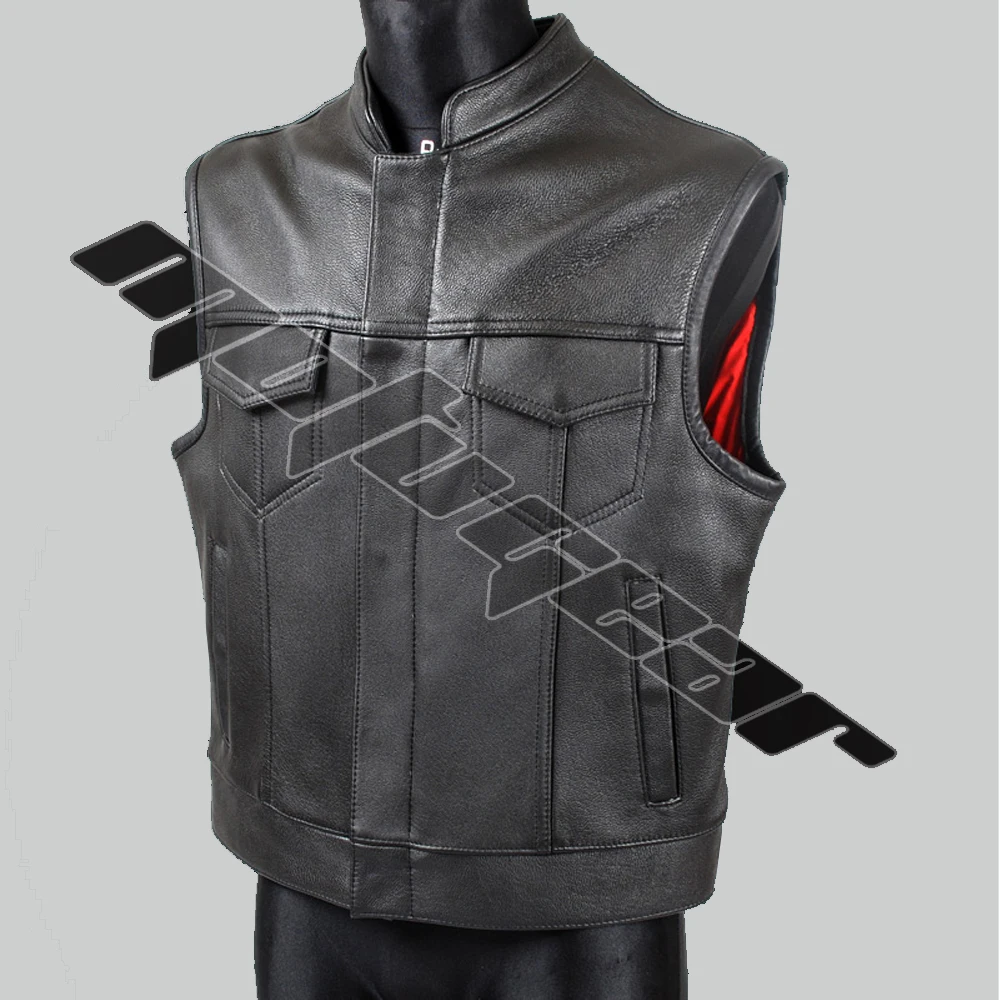 Новый трендовый стильный кожаный жилет для мужчин, купите кожаный жилет, мотоциклетный жилет