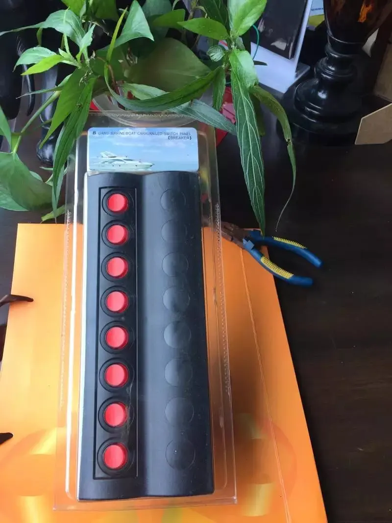 Marine Boat Splashproof Switch Panel 6 Gang With LED Indicator Rocker AUTO Fuses or protect