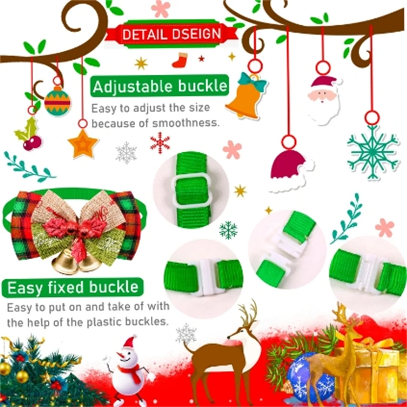 Xmas Plaid Tiny Bows Christmas Tree Wreath Crafts Gift Decor Mini Christmas Bows with Bell