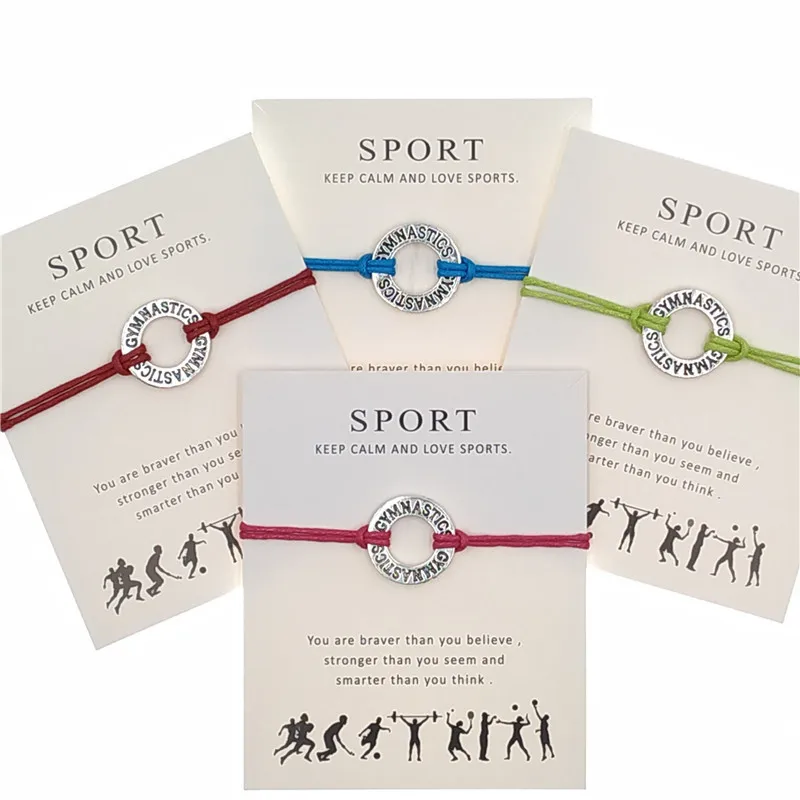 Custom sting rope Round Circle GYMNASTICS bracelet for sports fan lovers gift charm bracelet
