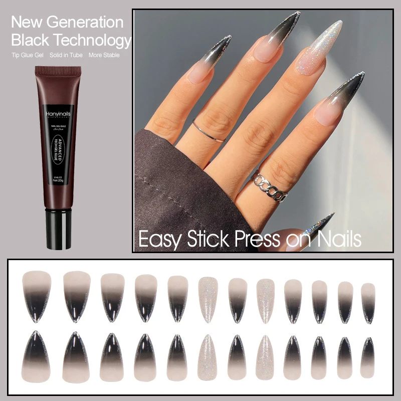 Hanyinails Nail Kit Professional Press On Gel Quick Building Extend Gel Tool False Nails Tips Glue Gel