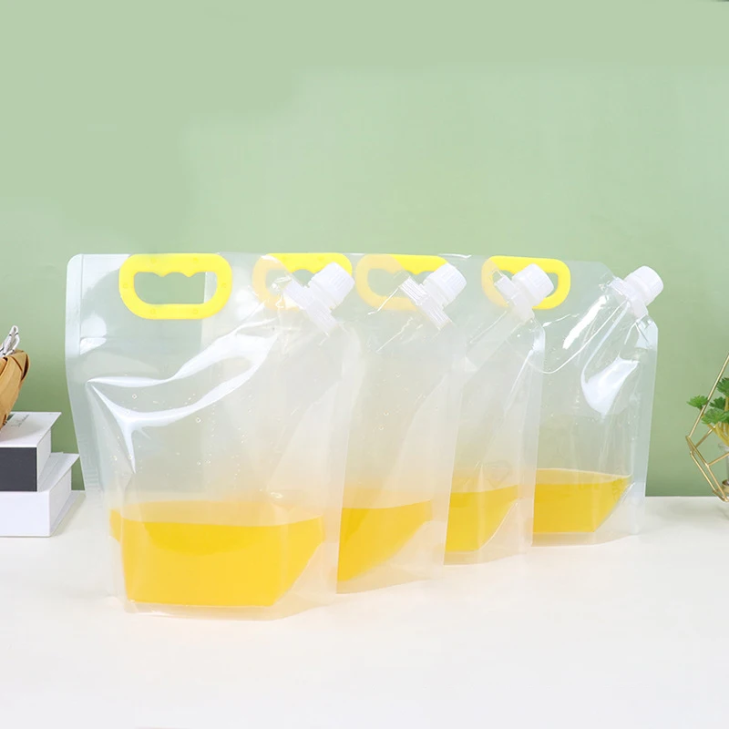 Portable Folding Water Bag 2L/3L/5L Liquid Outdoor Transparent Beer Drinking Juice Drink Portable Spout Pouch Clear Plastic Bag