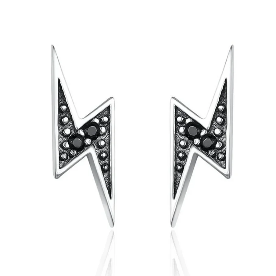 Wholesale New Products Lightning Bolt Thunder Stud Earrings 316l Stainless Steel Diamond Cubic Zirconia Jewelry Women Earrings