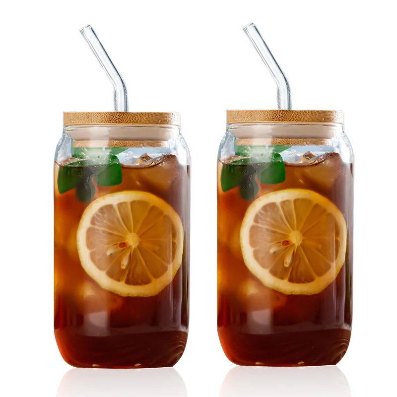 Online Best Seller 12oz Beer Can Shaped Borosilicate Glass Cup Without Bamboo Lid and Glass Straw