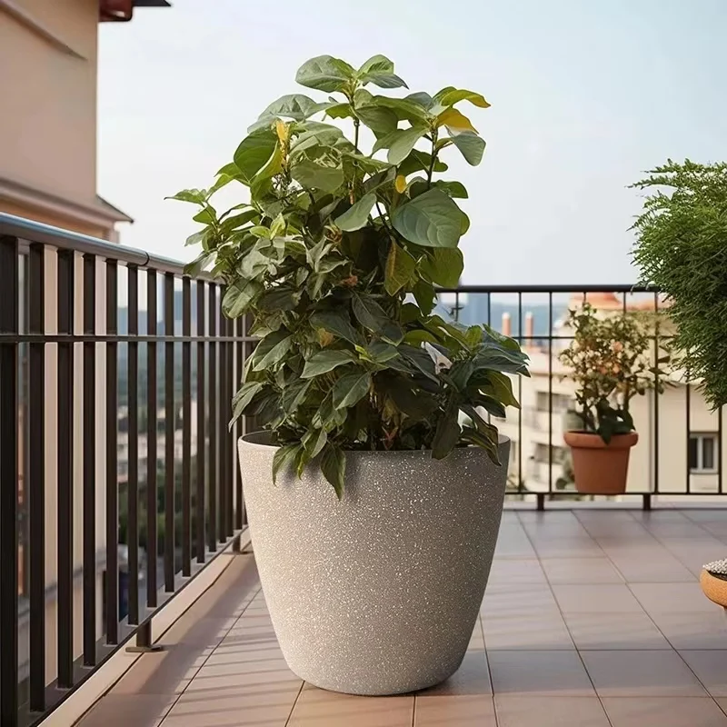 Modern Flower Pot Round Resin plant Pot Indoor Living Room Decorative planter Home Gardening Supplies Wholesale