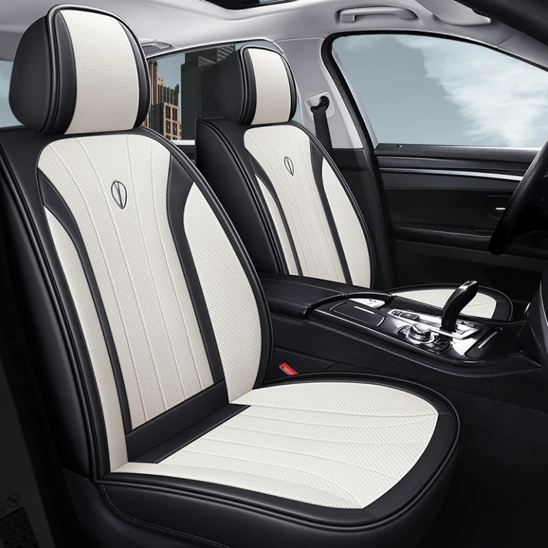 Cartoon Cat Car Seat Covers Luxury PU Leather Universal Auto Front & Rear Seat Protector Sedan SUV 5 Seats Full Set Universal Fi