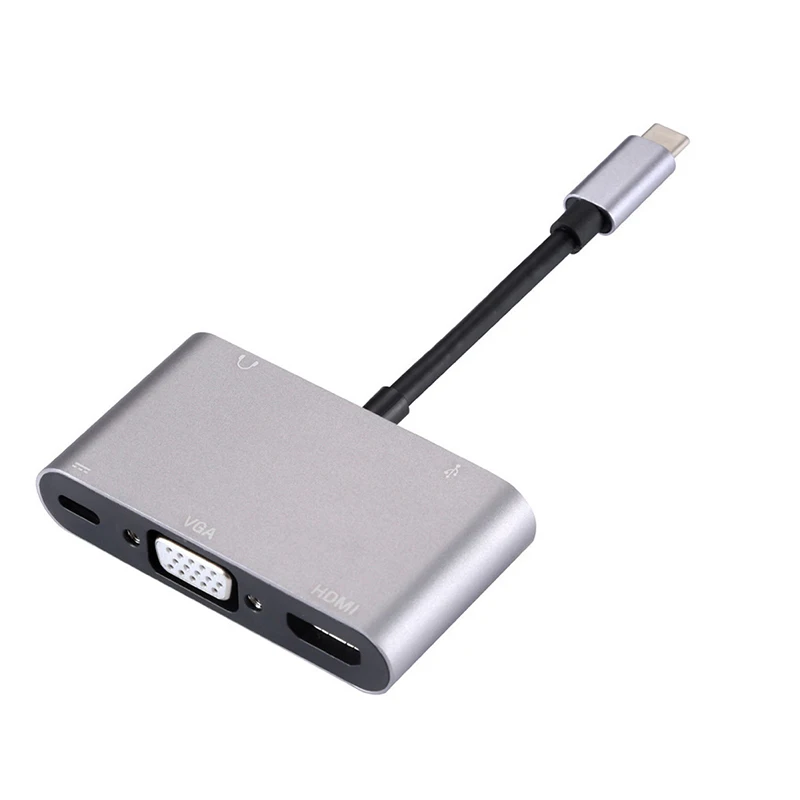 
Type-C to 5 in 1 hub HDTV+GVA+PD+SUB3.0+3.5mm audio jack expansion dock adapter computer notebook docking station 