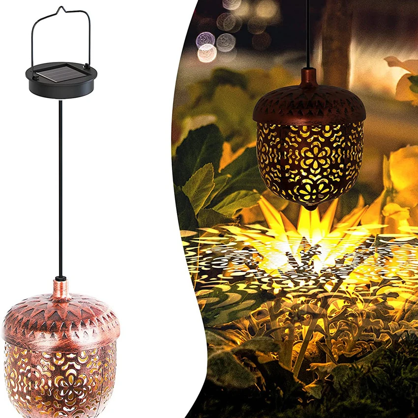 Наружный водонепроницаемый подвесной светильник на солнечной батарее светодиодные садовые светильники металлическая художественная лампа для внутреннего дворика дорожек двора Декор