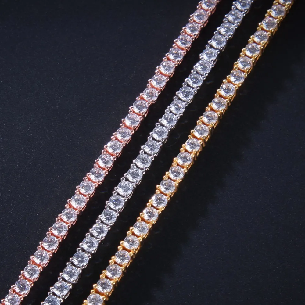 Copper material Moissanite100% Passed The Diamond GRA Certificate  Test Tennis Chain Men Necklaces