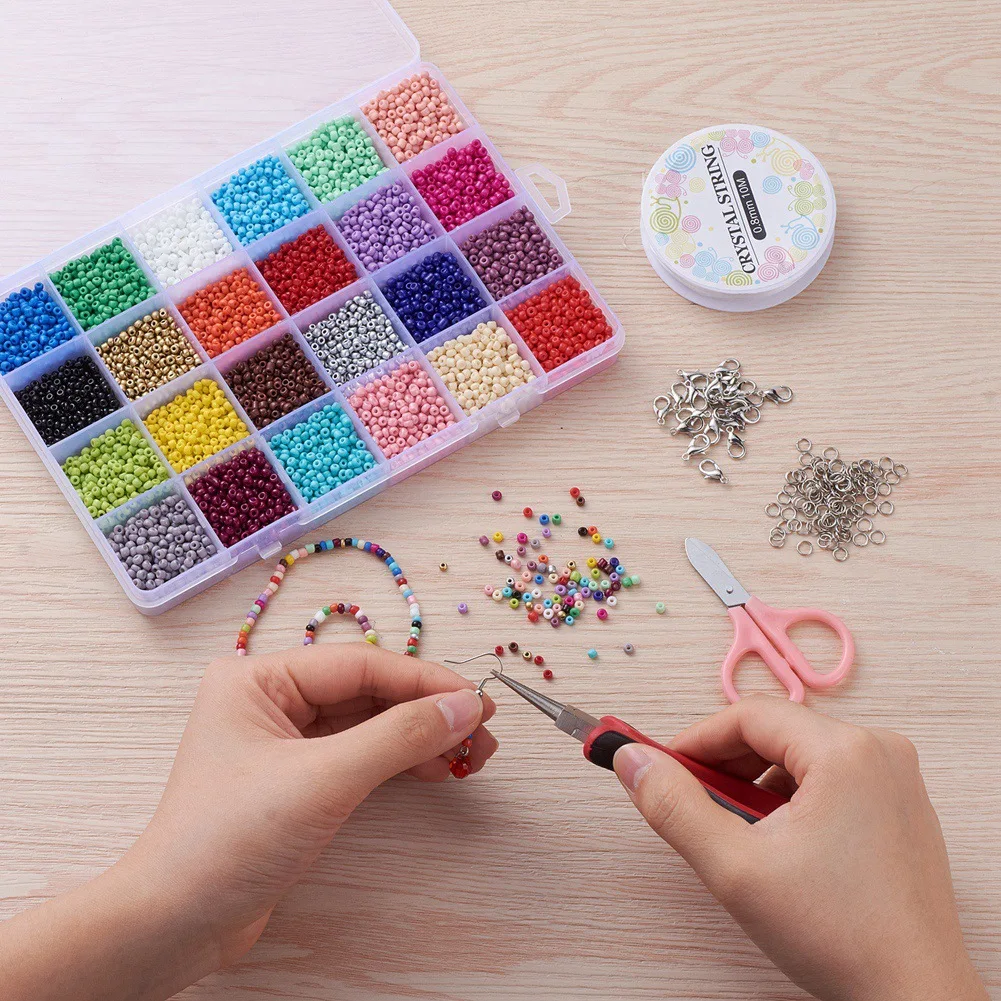 24XC01 2/3/4mm 24grids Glass Seed Beads Charm Crystal Spacer For Jewelry Making Rings DIY Handmade