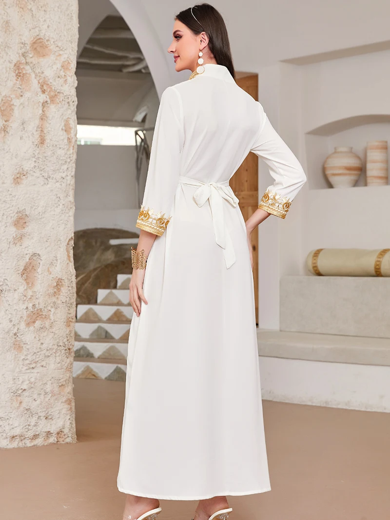 Middle East Caftan dresses moroccan kaftan Sequins Embroidered Fashion Modest Jalabiya Abaya muslim evening dresses