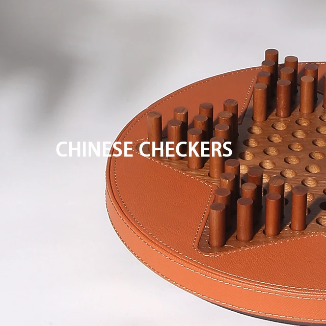 Wooden leather Chinese Checkers Board Game Set Checkers Board Game Classic Strategy Family Board Game For Kids And Adults