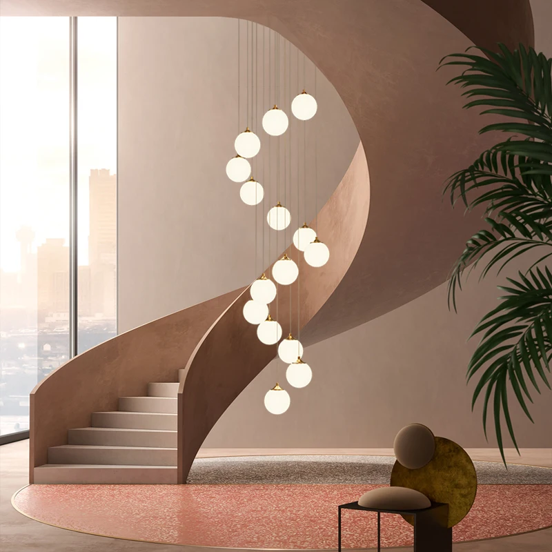 VVS factory direct sales Brass decoration luxury led long chandeliers for staircase modern