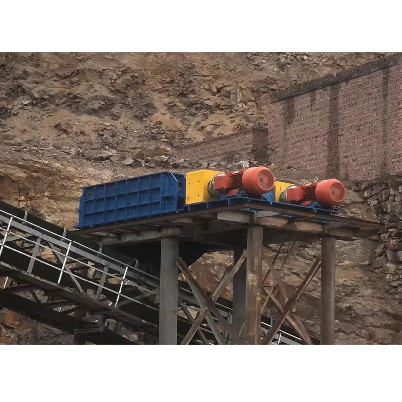 Secondary limestone double roller crusher twin shaft sizer for limestone quarry