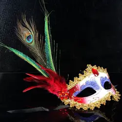 Woman Masquerade Masks Luxury Peacock Feathers Half Face Mask Party Cosplay Costume Halloween Venetian Mask