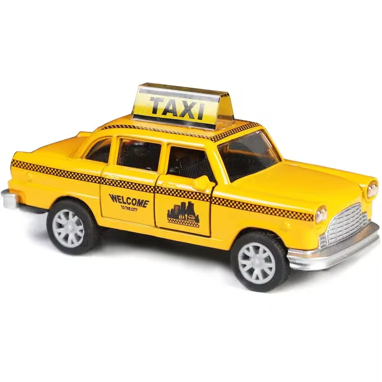 Hot Selling Simulation Alloy Pull Back Car Toys 1/32 Diecast Model Toy Vehicle Pull Back Alloy Taxi Car With Open Door