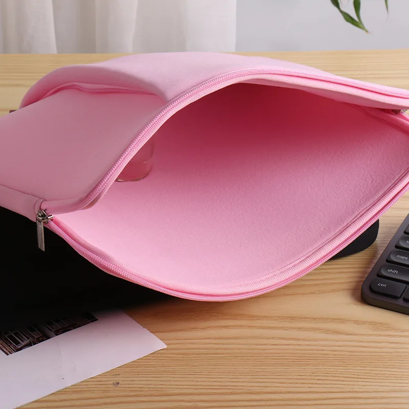 Wholesale Price Custom Logo Two Zip Multi Layer Stitched Pockets Solid Color Minimalist Laptop Bags Covers For Women Men