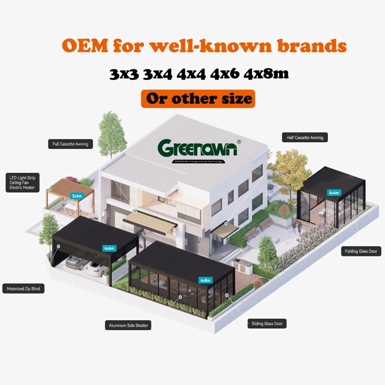 3x3 3x4 3x5 3x6 4x3 4x4 4x5 4x6 6x3 6x4 m Outdoor sun shade pergola garden arches arbors balcony aluminum metal pergolas