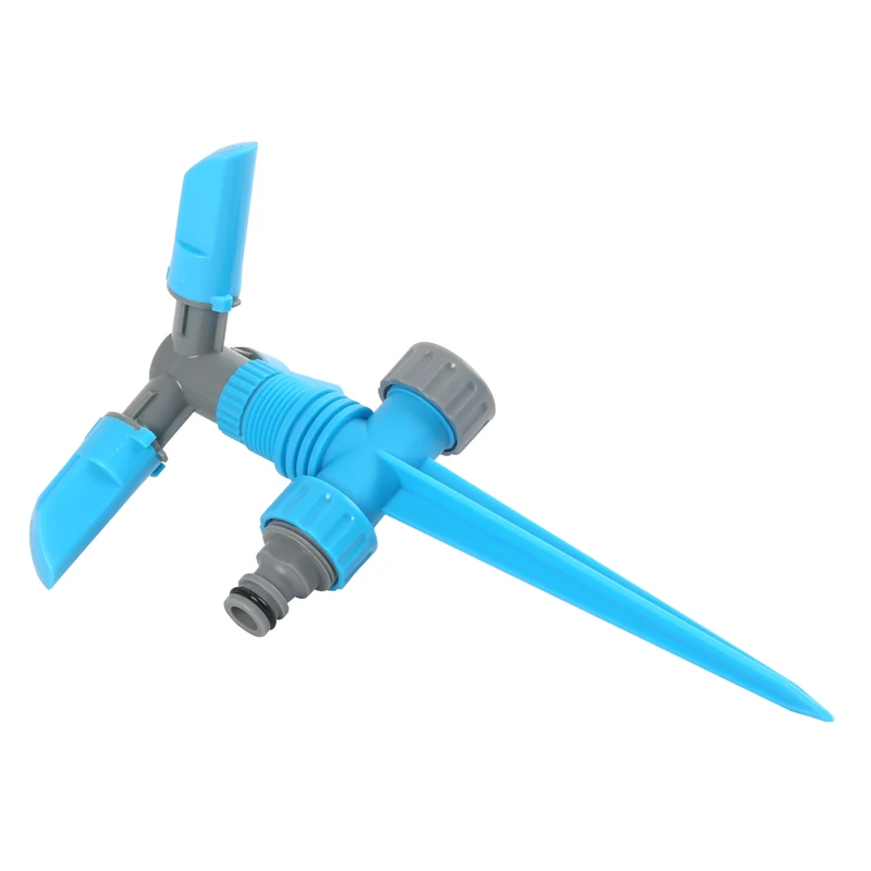3 Arm Garden Plastic Rotating Lawn Water Irrigation Sprinkler With Spike
